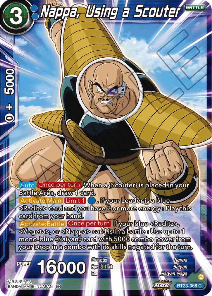 Nappa Using a Scouter Foil BT23-066 Perfect Combination Dragonball Super card