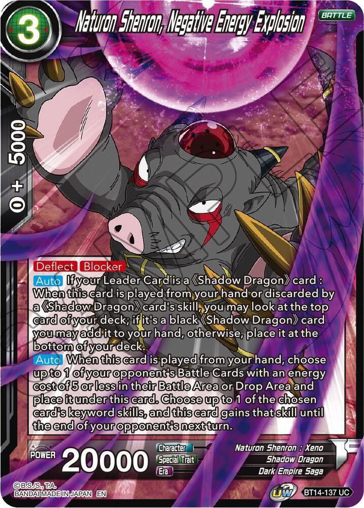 Naturon Shenron Negative Energy Explosion Foil BT14-137 Cross Spirits Dragonball Super card