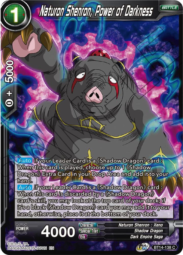 Naturon Shenron Power of Darkness BT14-138 Cross Spirits Dragonball Super card