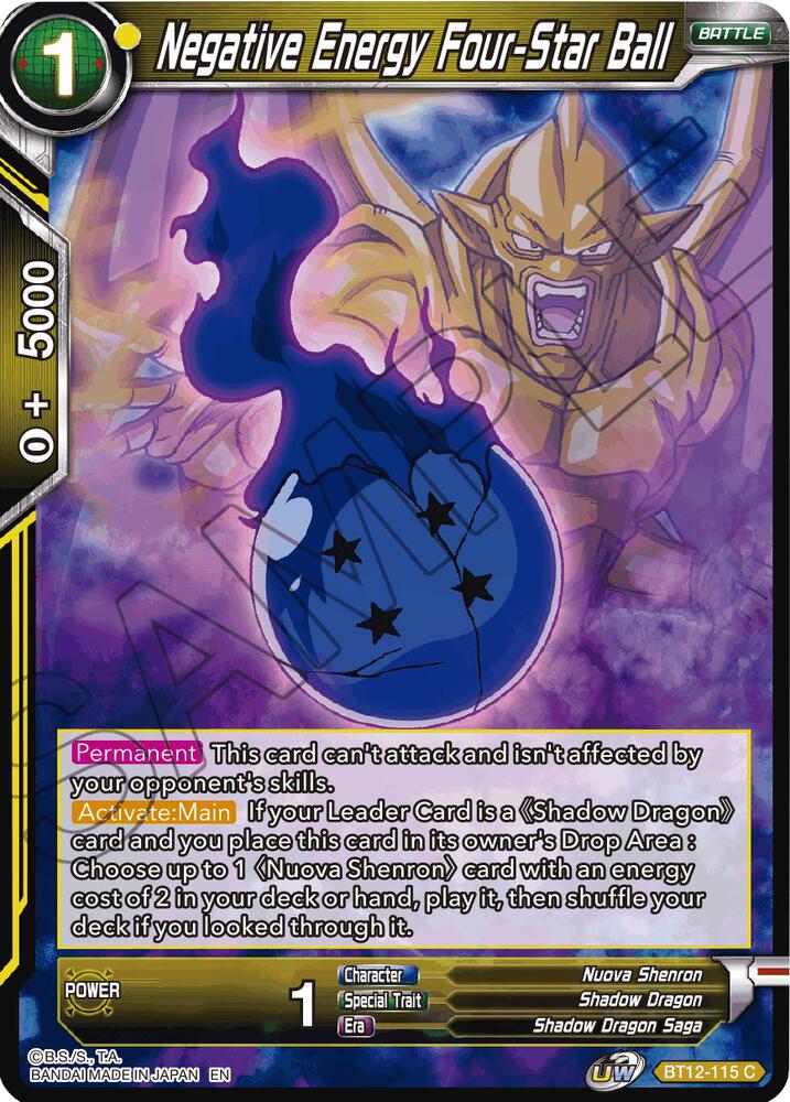 Negative Energy Four Star Ball BT12-115 Vicious Rejuvenation Dragonball Super card