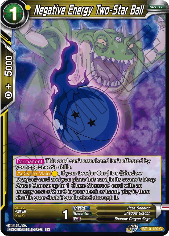 Negative Energy Two Star Ball BT10-120 Rise of the Unison Warrior Dragonball Super card