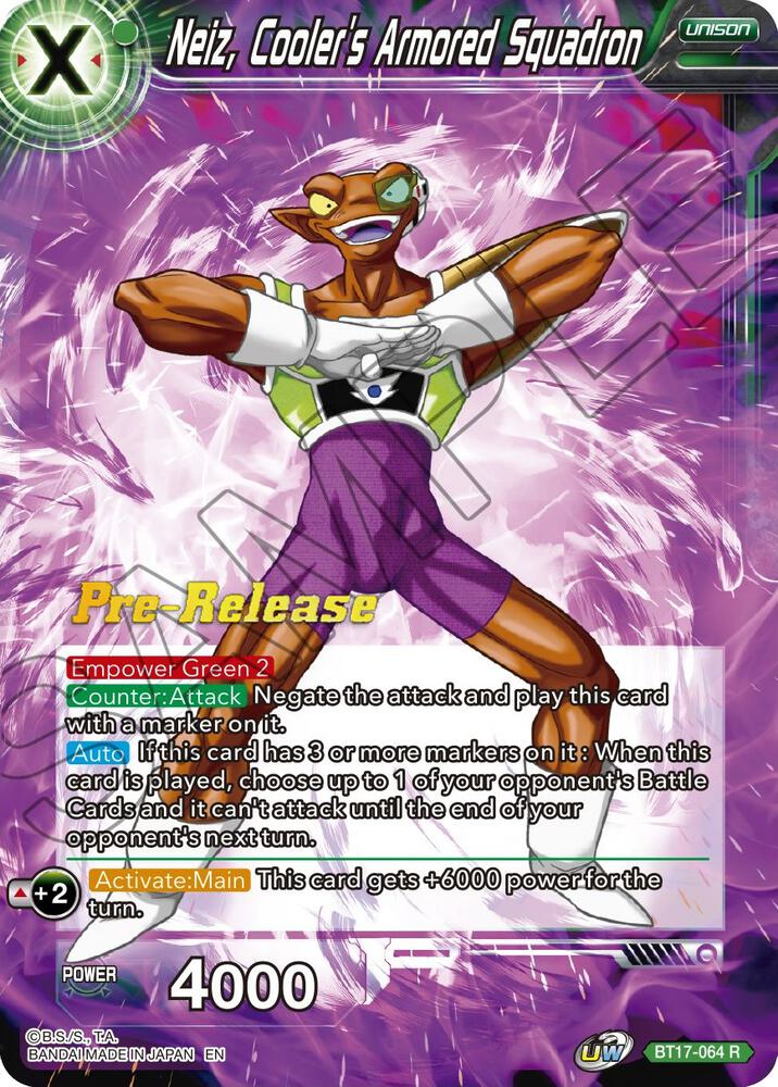 Neiz Coolers Armored Squadron BT17-064 Ultimate Squad Pre-Release Cards Dragonball Super card