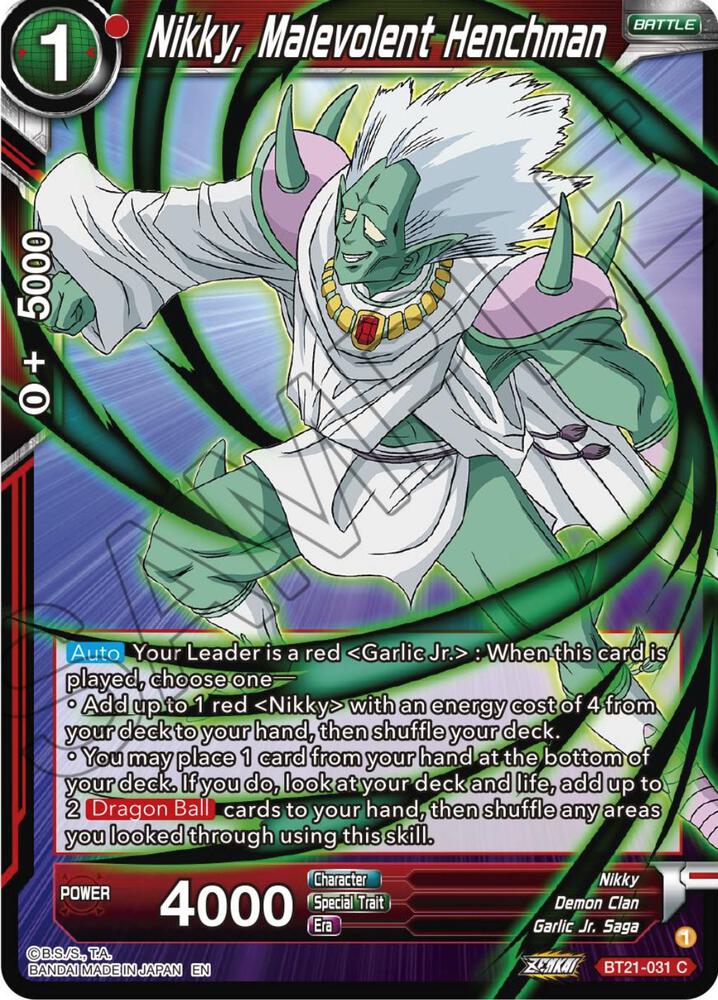 Nikky Malevolent Henchman BT21-031 Wild Resurgence Dragonball Super card