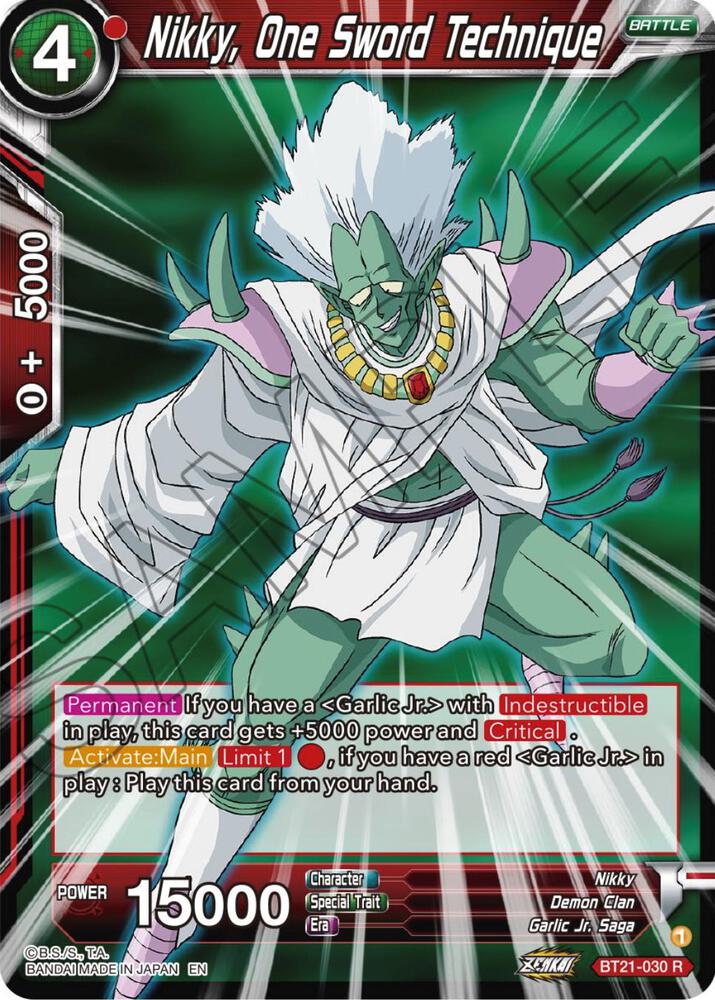 Nikky One Sword Technique BT21-030 Wild Resurgence Dragonball Super card