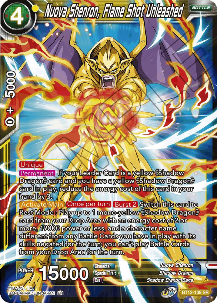 Nuova Shenron Flame Shot Unleashed BT12-109 Vicious Rejuvenation Dragonball Super card