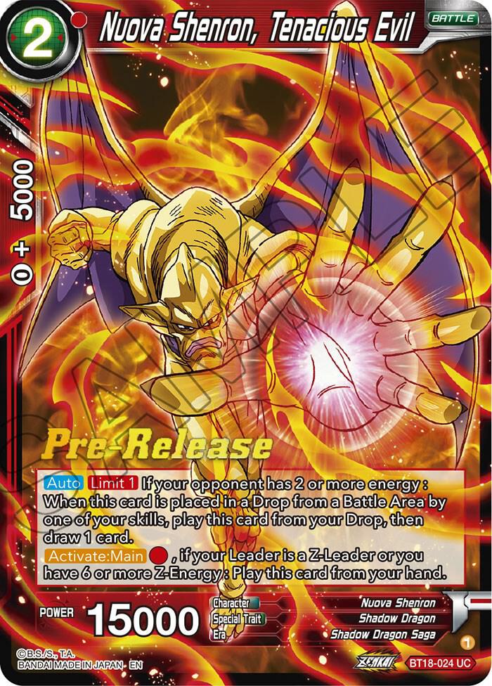 Nuova Shenron Tenacious Evil BT18-024 Dawn of the Z-Legends Pre-Release Cards Dragonball Super card