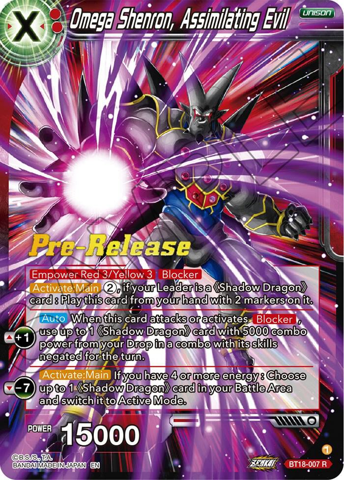 Omega Shenron Assimilating Evil BT18-007 Dawn of the Z-Legends Pre-Release Cards Dragonball Super card