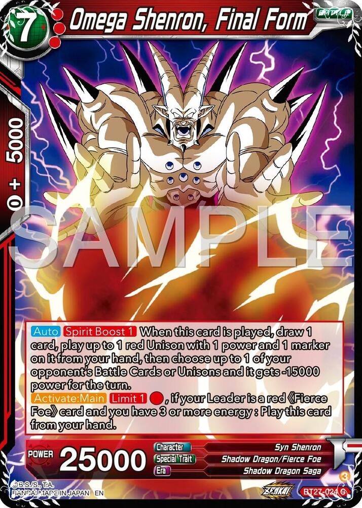 Omega Shenron Final Form BT27-024 History of Z Dragonball Super card