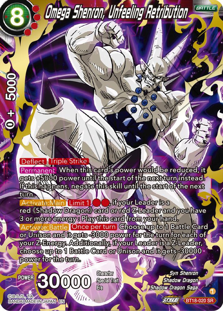 Omega Shenron Unfeeling Retribution BT18-020 Dawn of the Z-Legends Dragonball Super card