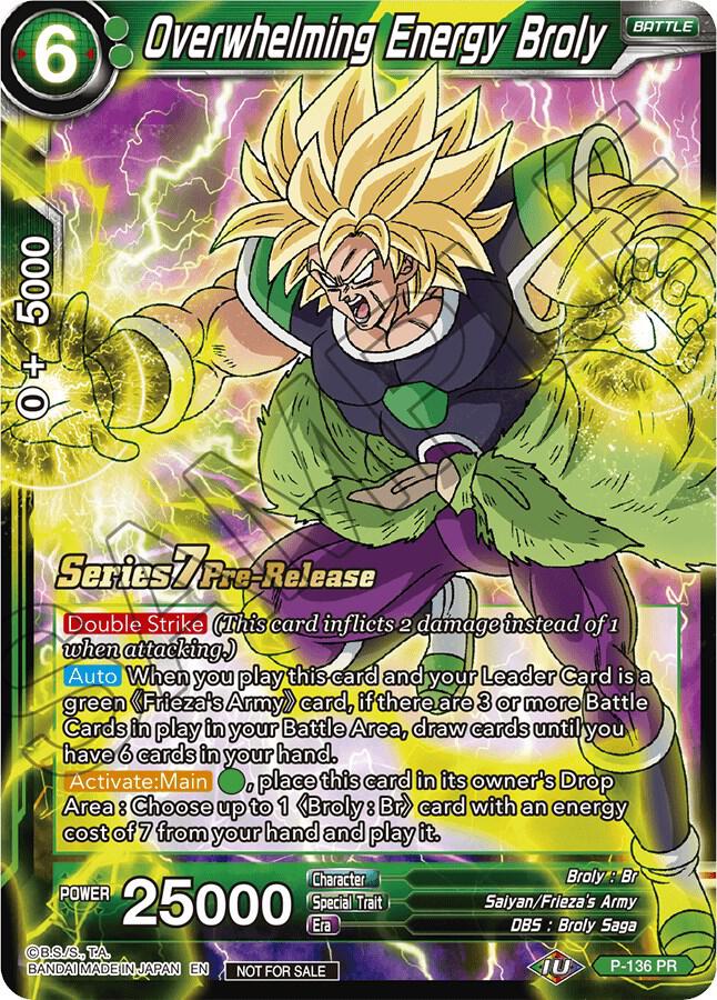 Overwhelming Energy Broly Alt Art P-136 Promotion Cards Dragonball Super card