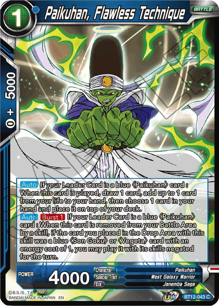 Paikuhan Flawless Technique Foil BT12-043 Vicious Rejuvenation Dragonball Super card