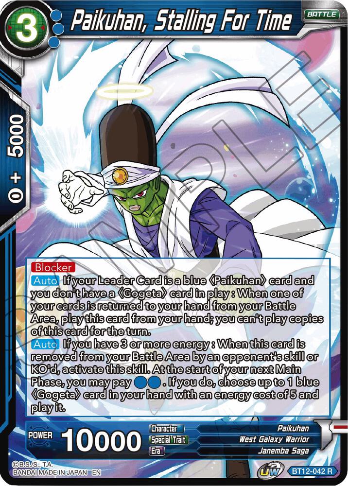 Paikuhan Stalling for Time BT12-042 Vicious Rejuvenation Dragonball Super card