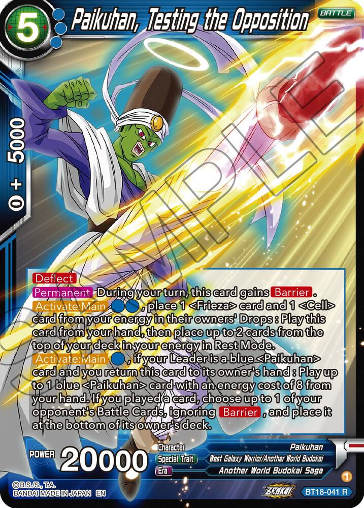 Paikuhan Testing the Opposition Foil BT18-041 Dawn of the Z-Legends Dragonball Super card