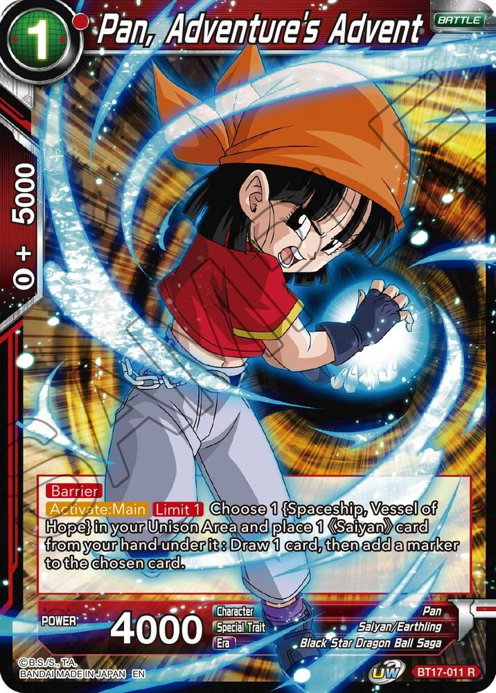 Pan Adventures Advent Foil BT17-011 Ultimate Squad Dragonball Super card