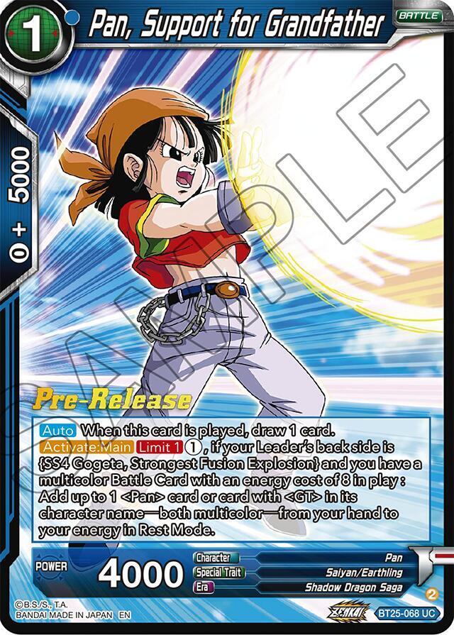 Pan Support for Grandfather BT25-068 Legend of the Dragon Balls Pre-Release Cards Dragonball Super card