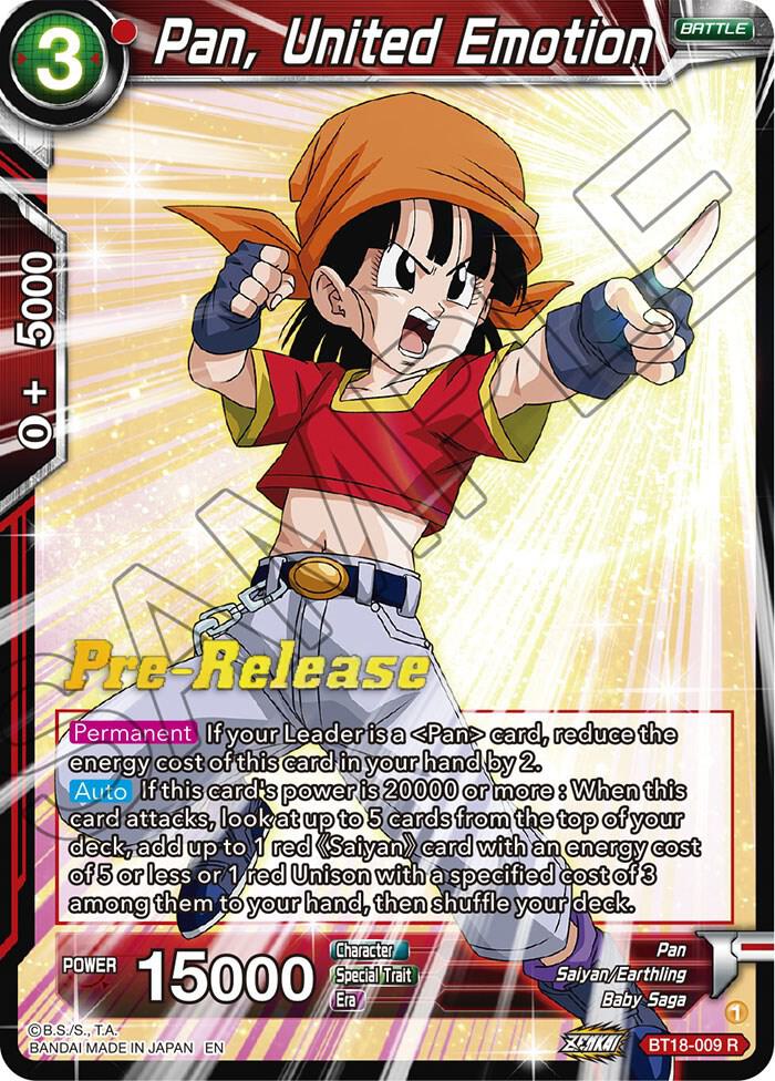 Pan United Emotion BT18-009 Dawn of the Z-Legends Pre-Release Cards Dragonball Super card