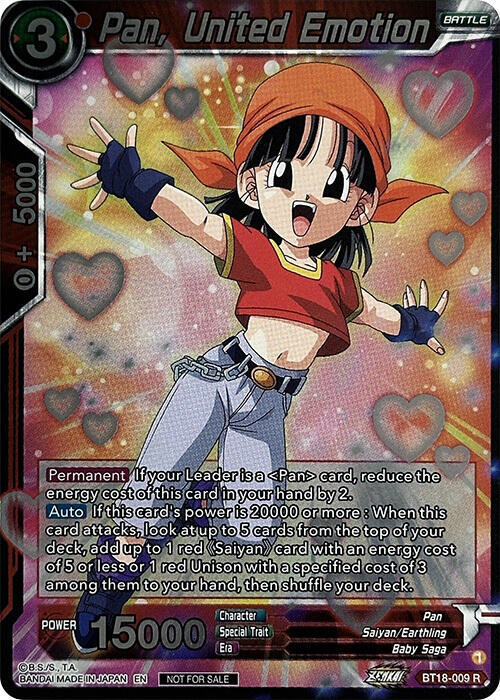 Pan United Emotion Zenkai Series Pack Vol1 BT18-009 Tournament Promotion Cards Dragonball Super card
