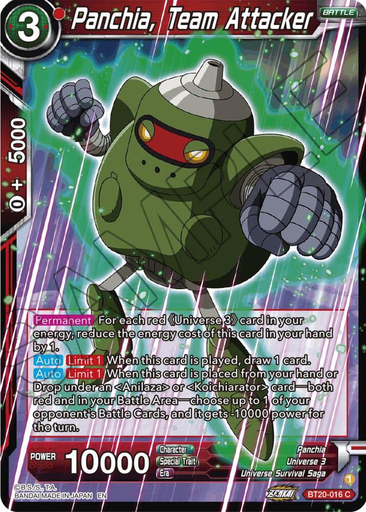 Panchia Team Attacker Foil BT20-016 Power Absorbed Dragonball Super card