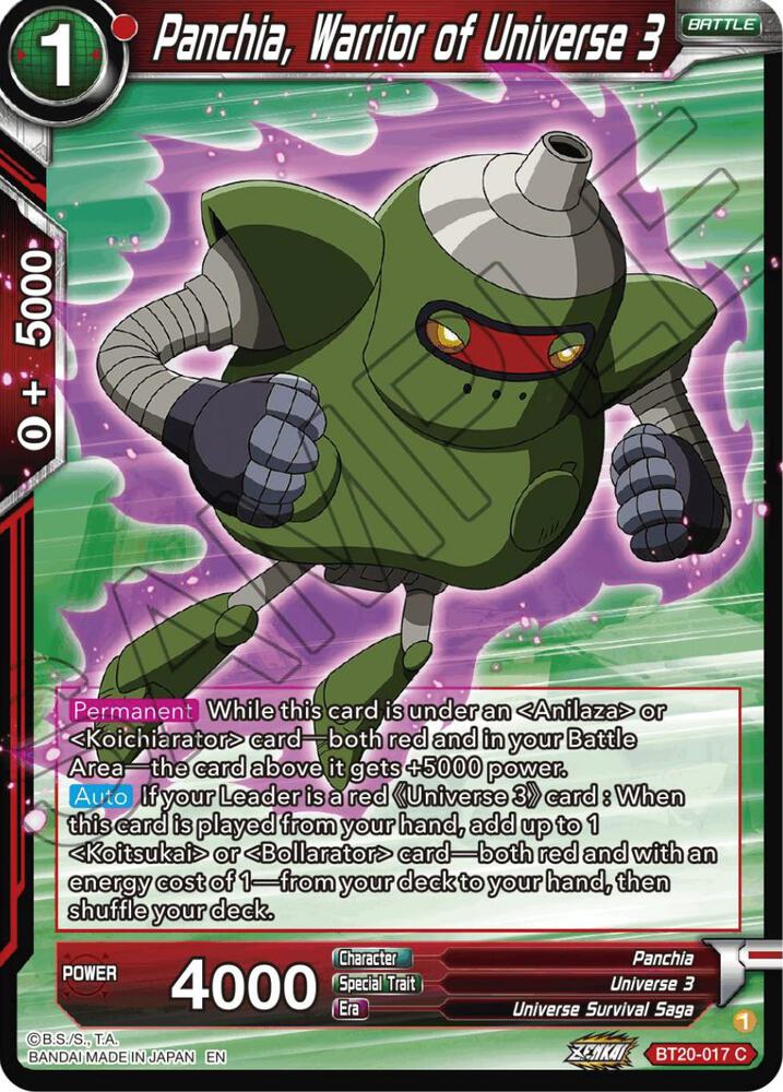 Panchia Warrior of Universe 3 Foil BT20-017 Power Absorbed Dragonball Super card