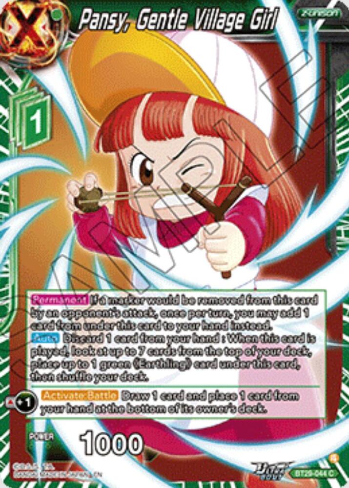 Pansy Gentle Village Girl BT29-044 Fearsome Rivals Dragonball Super card