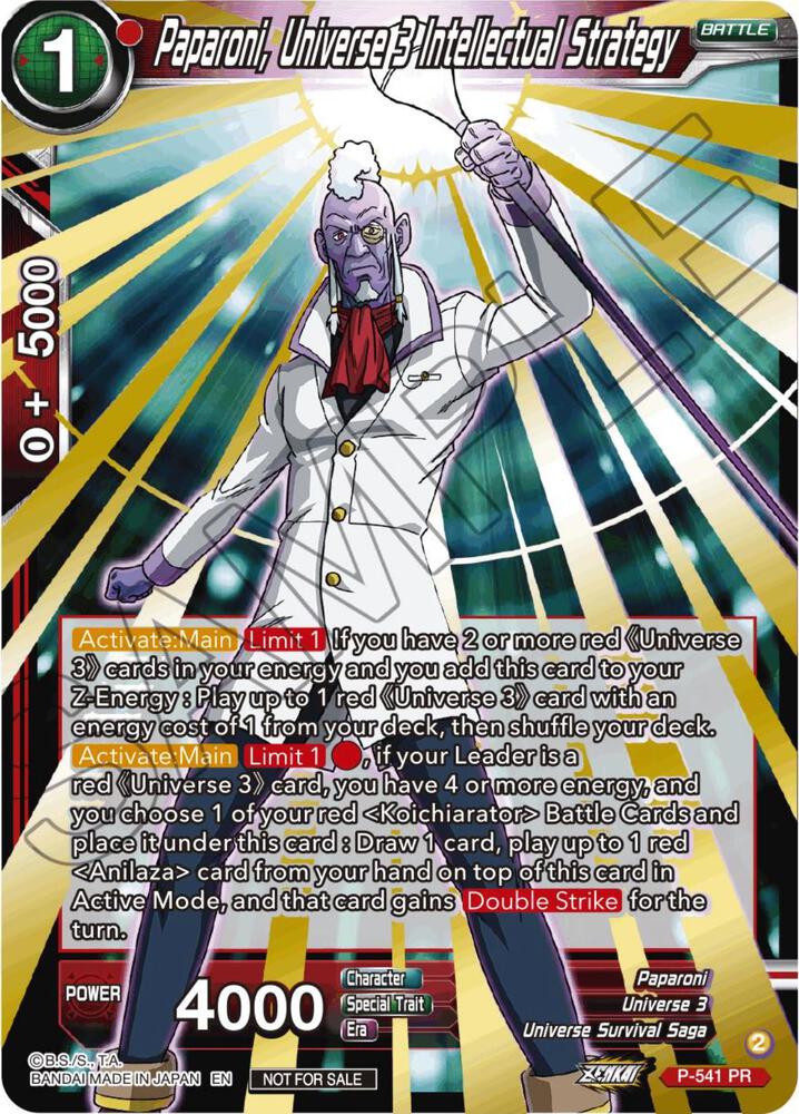 Paparoni Universe 3 Intellectual Strategy Championship Selection Pack 2023 Vol3 P-541 Tournament Promotion Cards Dragonball Super card
