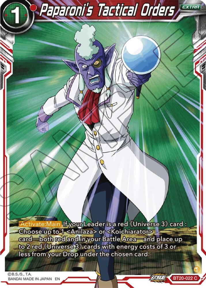Paparonis Tactical Orders Foil BT20-022 Power Absorbed Dragonball Super card