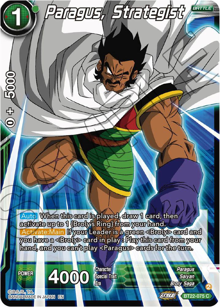 Paragus Strategist Foil BT22-075 Critical Blow Dragonball Super card