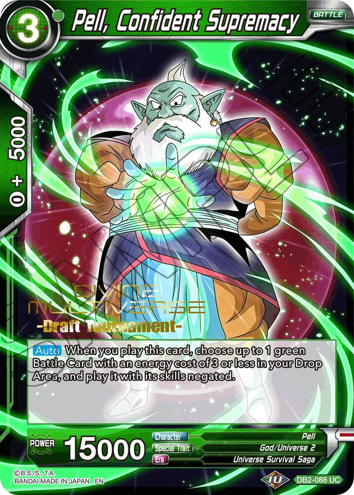 Pell Confident Supremacy Divine Multiverse Draft Tournament DB2-088 Tournament Promotion Cards Dragonball Super card