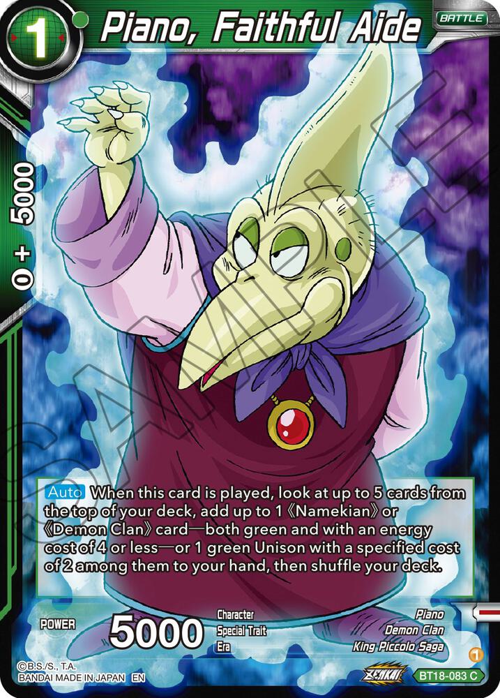Piano Faithful Aide BT18-083 Dawn of the Z-Legends Dragonball Super card