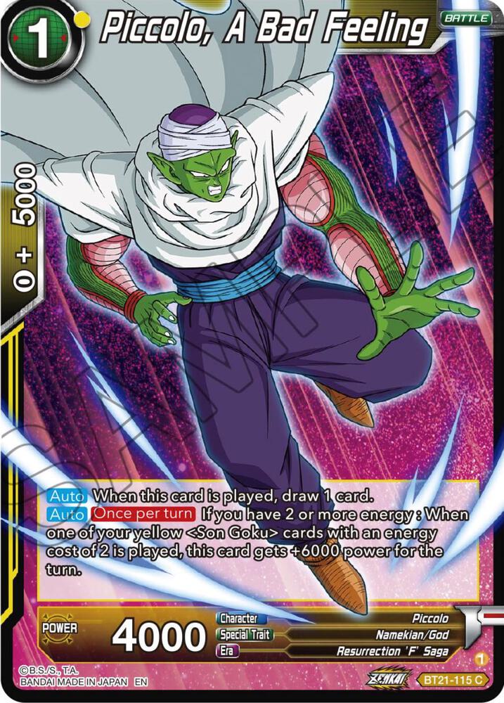 Piccolo A Bad Feeling Foil BT21-115 Wild Resurgence Dragonball Super card