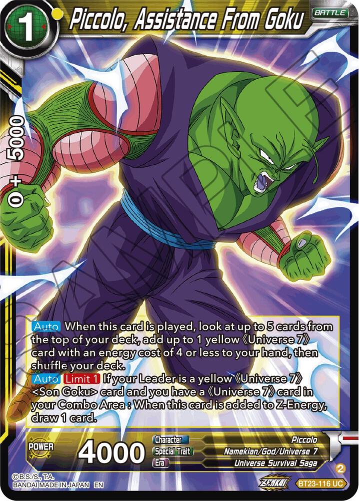 Piccolo Assistance From Goku BT23-116 Perfect Combination Dragonball Super card