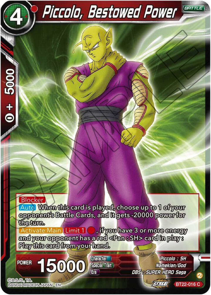 Piccolo Bestowed Power BT22-016 Critical Blow Dragonball Super card