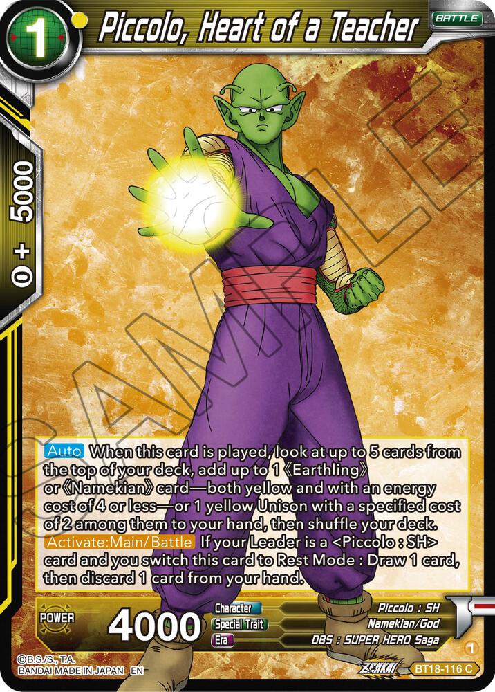 Piccolo Heart of a Teacher Foil BT18-116 Dawn of the Z-Legends Dragonball Super card