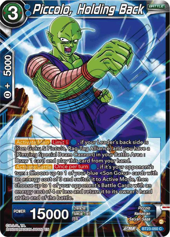 Piccolo Holding Back Foil BT23-050 Perfect Combination Dragonball Super card