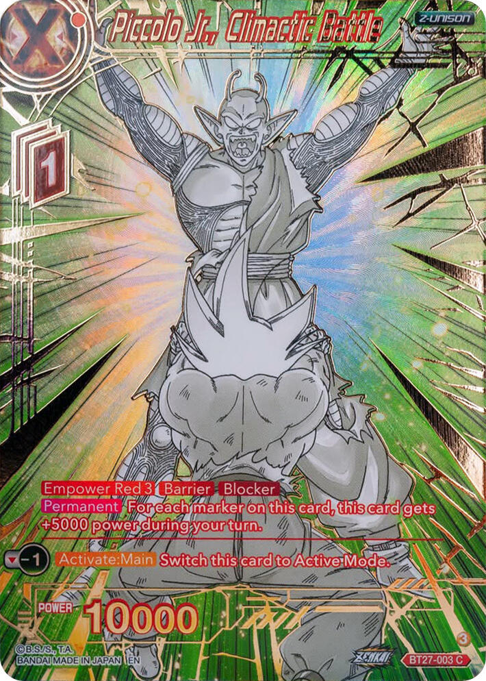 Piccolo Jr Climactic Battle Gold Stamped BT27-003 History of Z Dragonball Super card