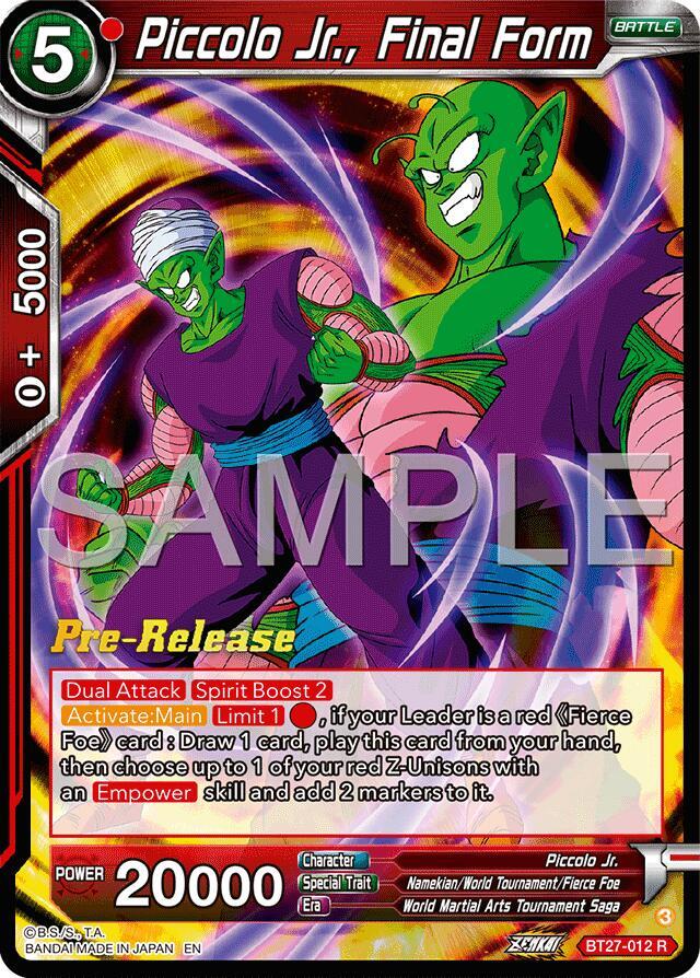Piccolo Jr Final Form BT27-012 History of Z Pre-Release Cards Dragonball Super card