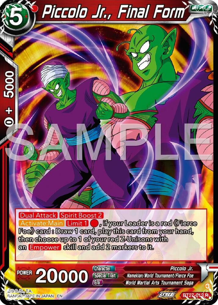 Piccolo Jr Final Form Foil BT27-012 History of Z Dragonball Super card