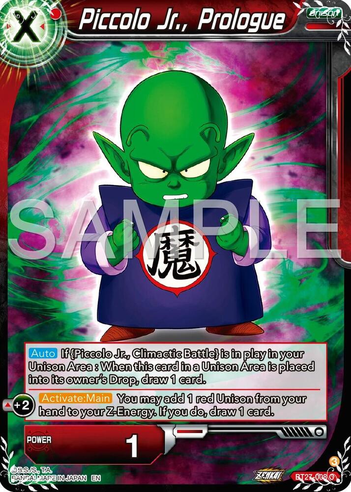 Piccolo Jr Prologue BT27-008 History of Z Dragonball Super card