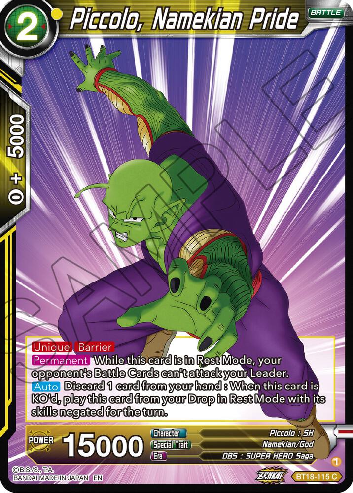 Piccolo Namekian Pride BT18-115 Dawn of the Z-Legends Dragonball Super card