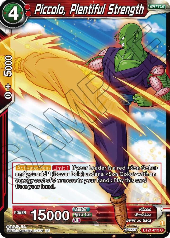 Piccolo Plentiful Strength Foil BT21-013 Wild Resurgence Dragonball Super card
