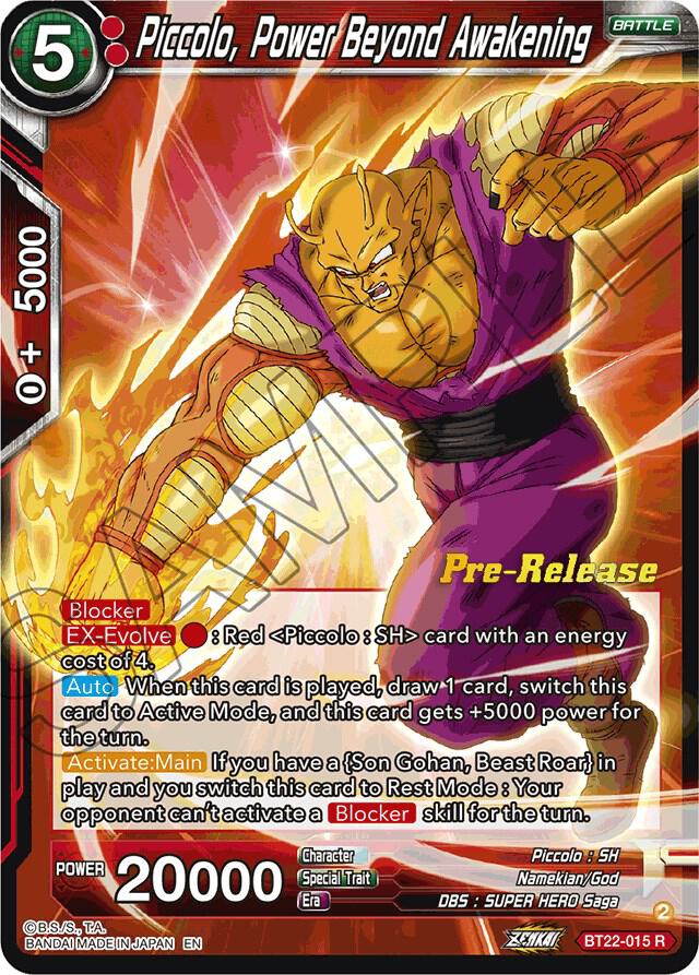 Piccolo Power Beyond Awakening BT22-015 Critical Blow Pre-Release Cards Dragonball Super card