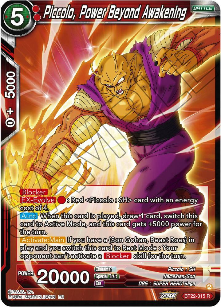 Piccolo Power Beyond Awakening Foil BT22-015 Critical Blow Dragonball Super card