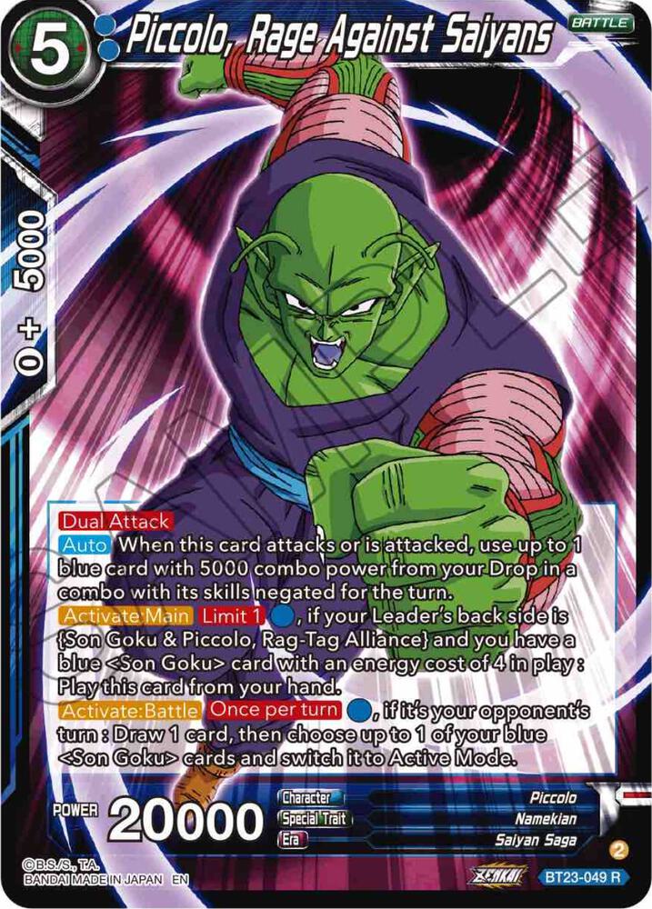 Piccolo Rage Against Saiyans Foil BT23-049 Perfect Combination Dragonball Super card