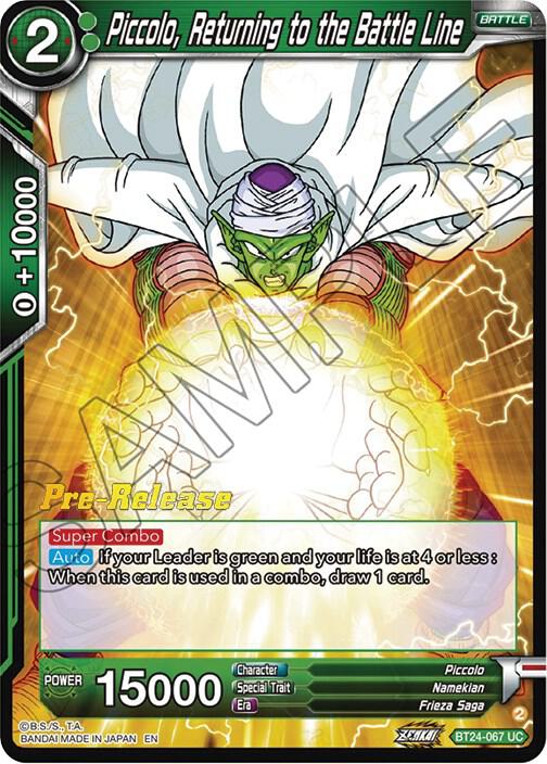 Piccolo Returning to the Battle Line BT24-067 Beyond Generations Pre-Release Cards Dragonball Super card