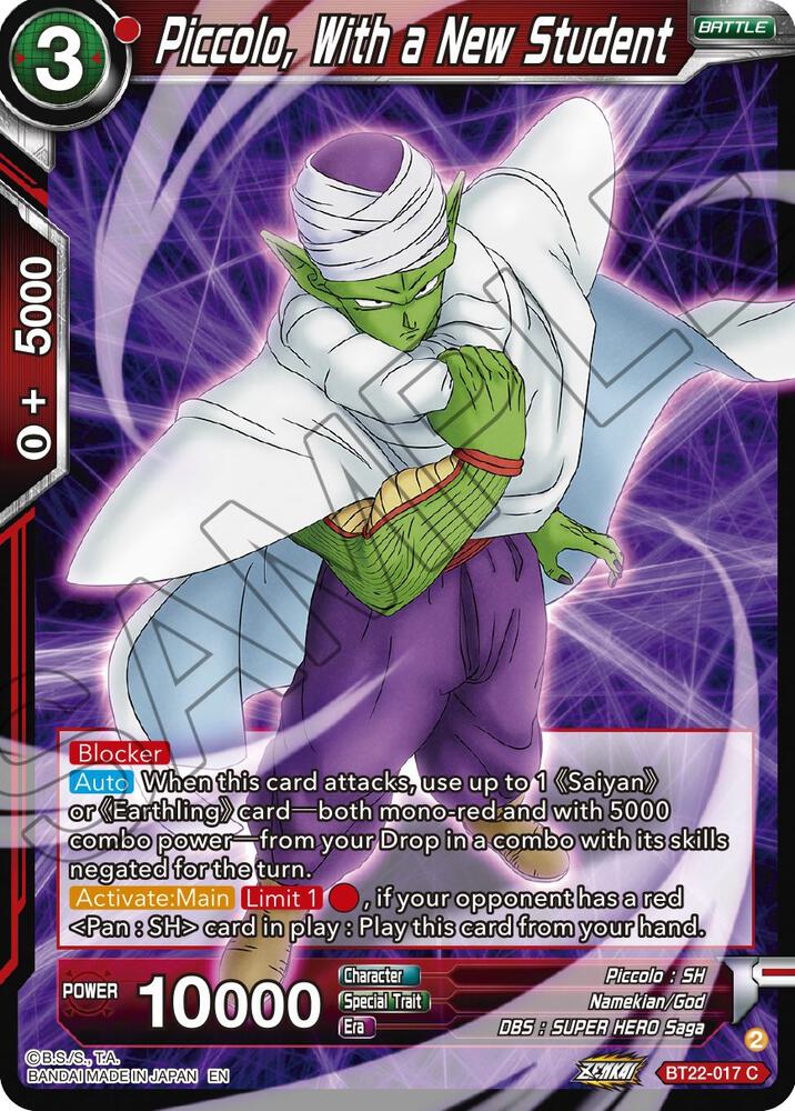 Piccolo With a New Student BT22-017 Critical Blow Dragonball Super card