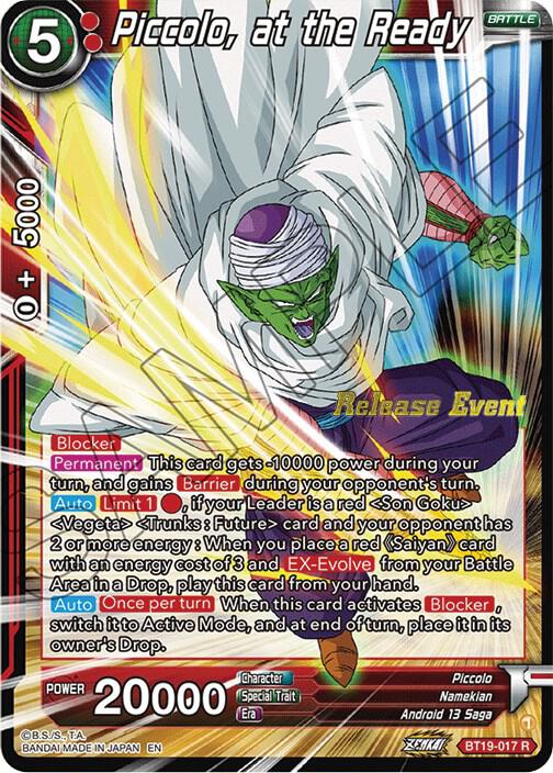 Piccolo at the Ready Fighters Ambition Holiday Pack BT19-017 Tournament Promotion Cards Dragonball Super card