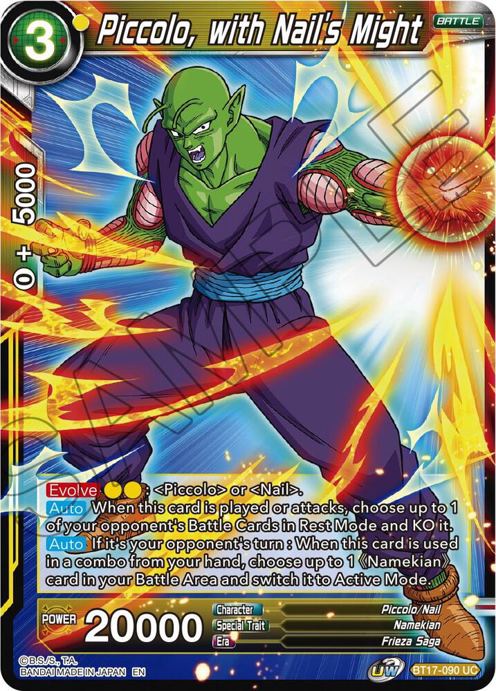 Piccolo with Nails Might BT17-090 Ultimate Squad Dragonball Super card