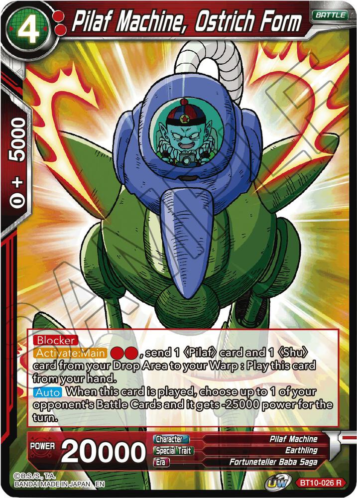 Pilaf Machine Ostrich Form Foil BT10-026 Rise of the Unison Warrior Dragonball Super card
