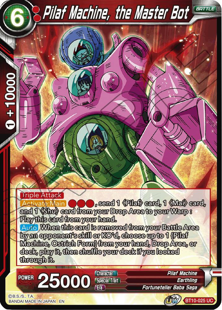 Pilaf Machine the Master Bot Foil BT10-025 Rise of the Unison Warrior Dragonball Super card