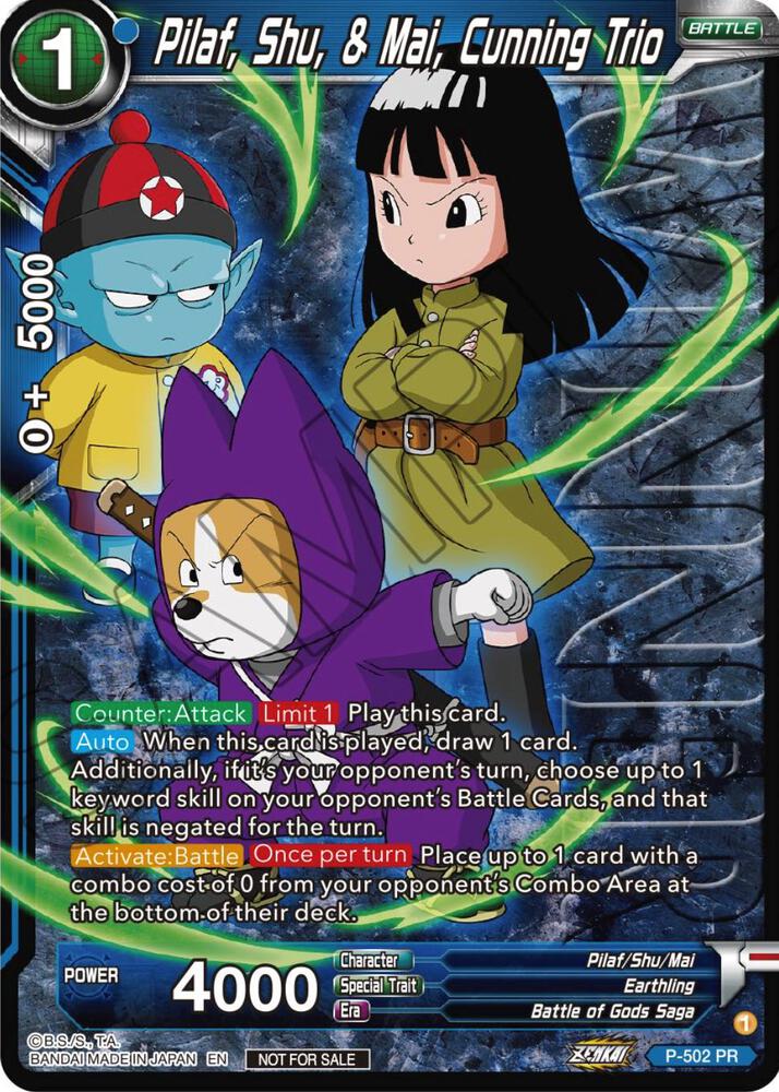 Pilaf Shu and Mai Cunning Trio Zenkai Series Tournament Pack Vol4 Winner P-502 Tournament Promotion Cards Dragonball Super card